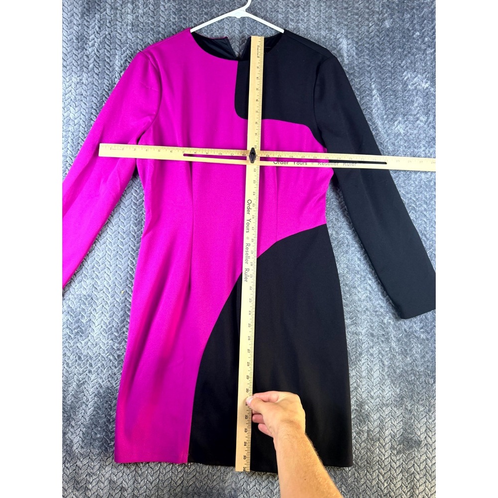 Donna Morgan A-Line Mini Dress Womens 10 Pink Black Colorblock Long Sleeve - Picture 2 of 6
